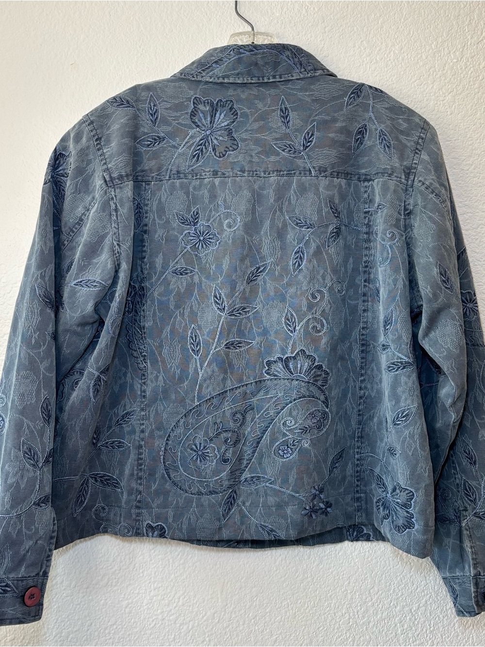 Coldwater Creek Floral Paisley Blazer Jacket Blue Large Lightweight Vtg Boho - Picture 2 of 14